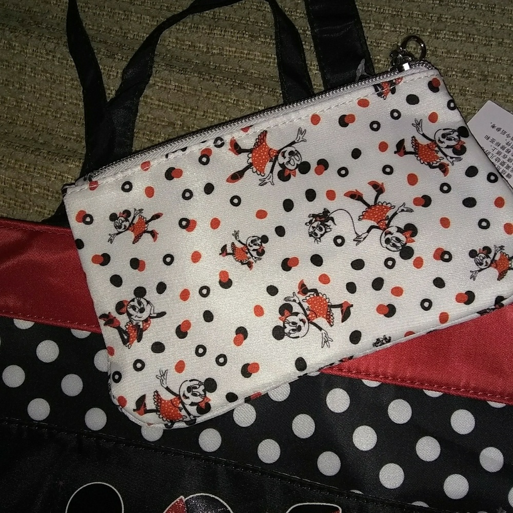 Disney Minnie Mouse canvas bag w/ makeup bag - Picture 4 of 6